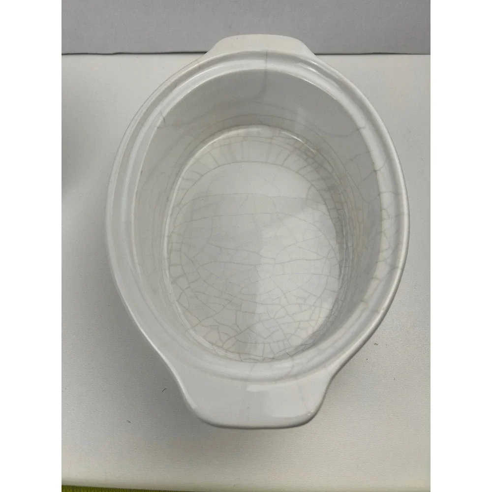 Vintage White Japan Covered Casserole‎ Dish Oven Proof Oval Lid Stoneware Ribbed